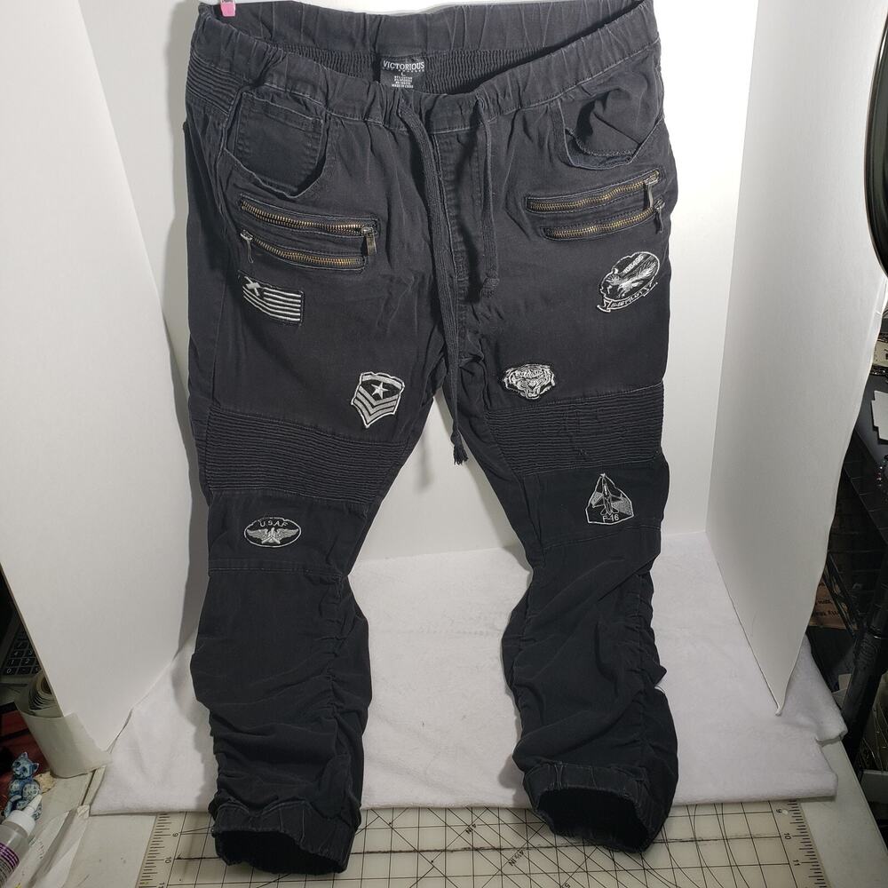Victorious Slim Airforce Patch Black Jeans Lg